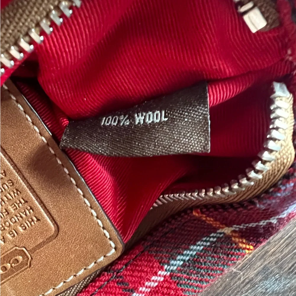 Vintage COACH Tartan Plaid Wool & Leather Demi Bag Y2K #8935 LIKE NEW